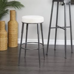 30 in. Gray Metal Industrial Counter Stool by Litton Lane -Outlet Litton Lane Store gray litton lane bar stools 042765 31 1000