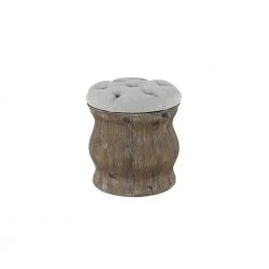 18 in. Light Gray Wood Rustic Storage Stool by Litton Lane