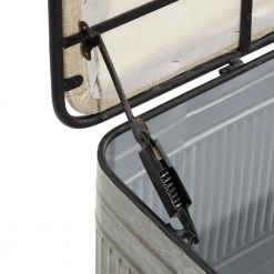 Galvanized Gray Rectangle Storage Bench with Cream Burlap Top and Latches (18 in. x 50 in. x 16 in.) by Litton Lane 27 Galvanized Gray Rectangle Storage Bench with Cream Burlap Top and Latches (18 in. x 50 in. x 16 in.) by Litton Lane -Outlet Litton Lane Store gray litton lane bedroom benches 60966 44 1000