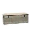Galvanized Gray Rectangle Storage Bench with Cream Burlap Top and Latches (18 in. x 50 in. x 16 in.) by Litton Lane -Outlet Litton Lane Store gray litton lane bedroom benches 60966 64 1000
