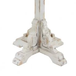 16 in. White Round Wood Intricately Carved Scroll End Table with Brown Top by Litton Lane -Outlet Litton Lane Store gray litton lane end side tables 42931 77 1000