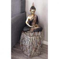 16 in. Multi Colored Hexagon Wood Handmade End Table by Litton Lane -Outlet Litton Lane Store gray litton lane end side tables 49096 31 1000