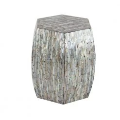16 in. Multi Colored Hexagon Wood Handmade End Table by Litton Lane -Outlet Litton Lane Store gray litton lane end side tables 49096 40 1000
