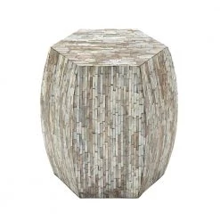 16 in. Multi Colored Hexagon Wood Handmade End Table by Litton Lane