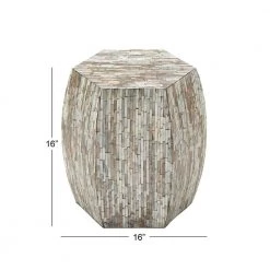 16 in. Multi Colored Hexagon Wood Handmade End Table by Litton Lane -Outlet Litton Lane Store gray litton lane end side tables 49096 76 1000