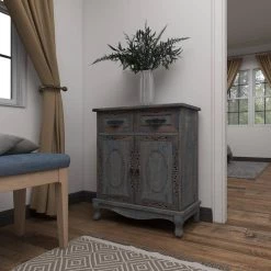 Grey Wood Vintage Cabinet by Litton Lane -Outlet Litton Lane Store grey litton lane accent cabinets 37895 1f 1000