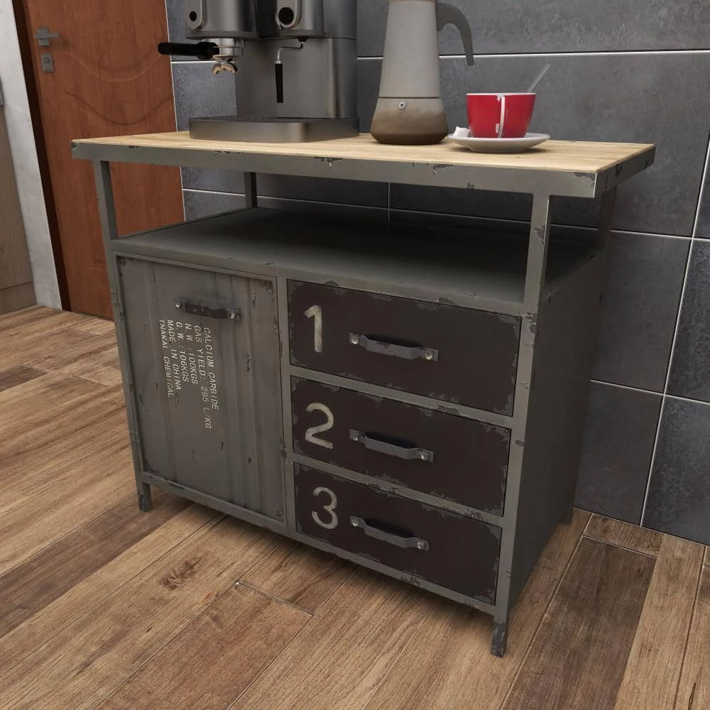 Gray Army Surplus Style 3 Drawers 2 Shelves and 1 Door Cabinet with Numbers and Text by Litton Lane 10 Gray Army Surplus Style 3 Drawers 2 Shelves and 1 Door Cabinet with Numbers and Text by Litton Lane - Image 8