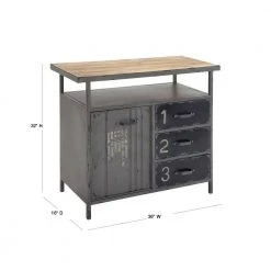 Gray Army Surplus Style 3 Drawers 2 Shelves and 1 Door Cabinet with Numbers and Text by Litton Lane 16 Gray Army Surplus Style 3 Drawers 2 Shelves and 1 Door Cabinet with Numbers and Text by Litton Lane -Outlet Litton Lane Store grey litton lane accent cabinets 55562 40 1000