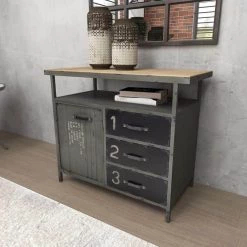 Gray Army Surplus Style 3 Drawers 2 Shelves and 1 Door Cabinet with Numbers and Text by Litton Lane 20 Gray Army Surplus Style 3 Drawers 2 Shelves and 1 Door Cabinet with Numbers and Text by Litton Lane -Outlet Litton Lane Store grey litton lane accent cabinets 55562 4f 1000