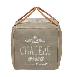 17 in. Grey Fabric Rustic Pouf by Litton Lane -Outlet Litton Lane Store grey litton lane bar stools 042188 1f 1000