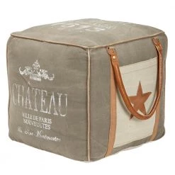 17 in. Grey Fabric Rustic Pouf by Litton Lane