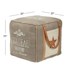 17 in. Grey Fabric Rustic Pouf by Litton Lane -Outlet Litton Lane Store grey litton lane bar stools 042188 76 1000