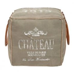 17 in. Grey Fabric Rustic Pouf by Litton Lane -Outlet Litton Lane Store grey litton lane bar stools 042188 77 1000