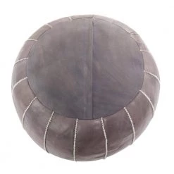 18 in. Gray Leather Bohemian Pouf by Litton Lane -Outlet Litton Lane Store grey litton lane bar stools 042310 44 1000
