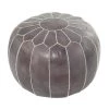18 in. Gray Leather Bohemian Pouf by Litton Lane