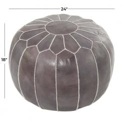 18 in. Gray Leather Bohemian Pouf by Litton Lane -Outlet Litton Lane Store grey litton lane bar stools 042310 76 1000