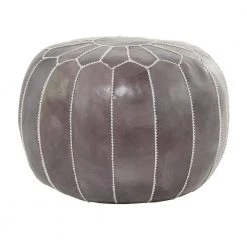 18 in. Gray Leather Bohemian Pouf by Litton Lane -Outlet Litton Lane Store grey litton lane bar stools 042310 c3 1000