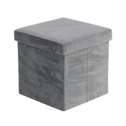 15 in. Grey Polyester Modern Storage Stool by Litton Lane