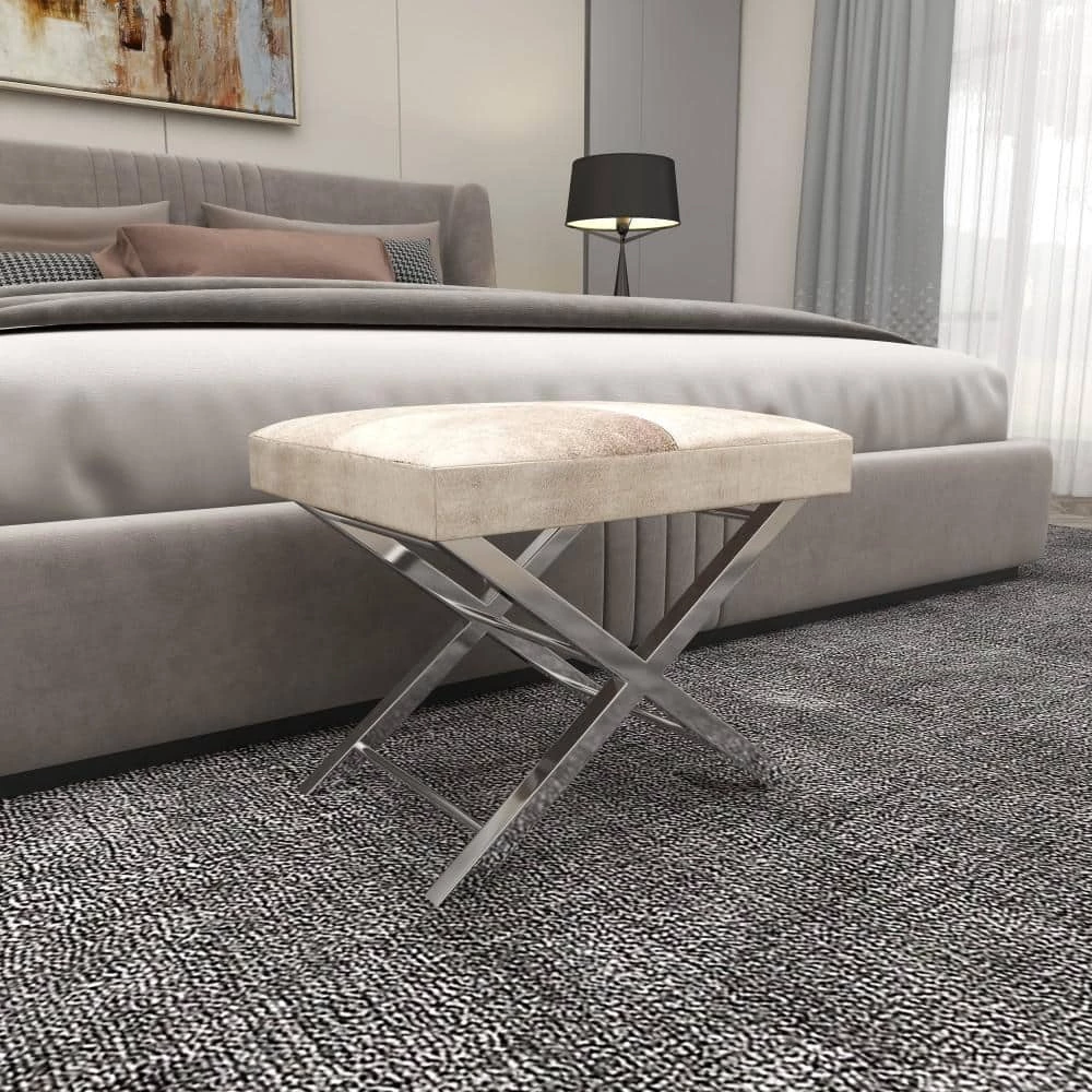 20 in. Gray Stainless Steel Contemporary Stool by Litton Lane 7 20 in. Gray Stainless Steel Contemporary Stool by Litton Lane - Image 5