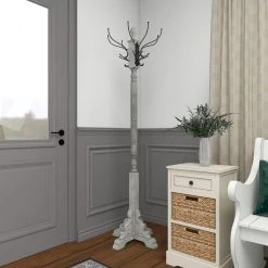 Gray Wood Farmhouse Coat Rack by Litton Lane -Outlet Litton Lane Store grey litton lane coat racks 42935 44 1000