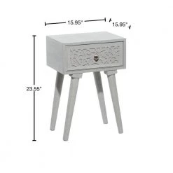 13 in. Gray Rectangle Wood Intricately Carved Single Drawer Scroll End Table by Litton Lane -Outlet Litton Lane Store grey litton lane coffee tables 31892 40 1000