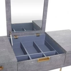 33 in. Grey Rectangle Wood Contemporary Vanity with Mirror (Set of 2) by Litton Lane -Outlet Litton Lane Store grey litton lane console tables 042750 44 1000