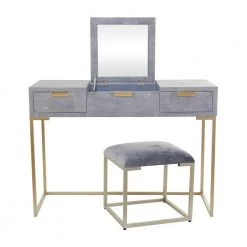 33 in. Grey Rectangle Wood Contemporary Vanity with Mirror (Set of 2) by Litton Lane