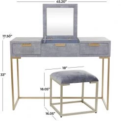 33 in. Grey Rectangle Wood Contemporary Vanity with Mirror (Set of 2) by Litton Lane -Outlet Litton Lane Store grey litton lane console tables 042750 76 1000