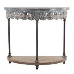 36 in. Gray Half Moon Metal Farmhouse Console Table by Litton Lane 15 36 in. Gray Half Moon Metal Farmhouse Console Table by Litton Lane -Outlet Litton Lane Store grey litton lane console tables 90035 4f 1000
