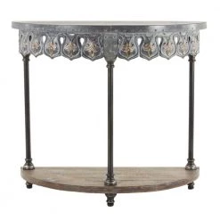 36 in. Gray Half Moon Metal Farmhouse Console Table by Litton Lane