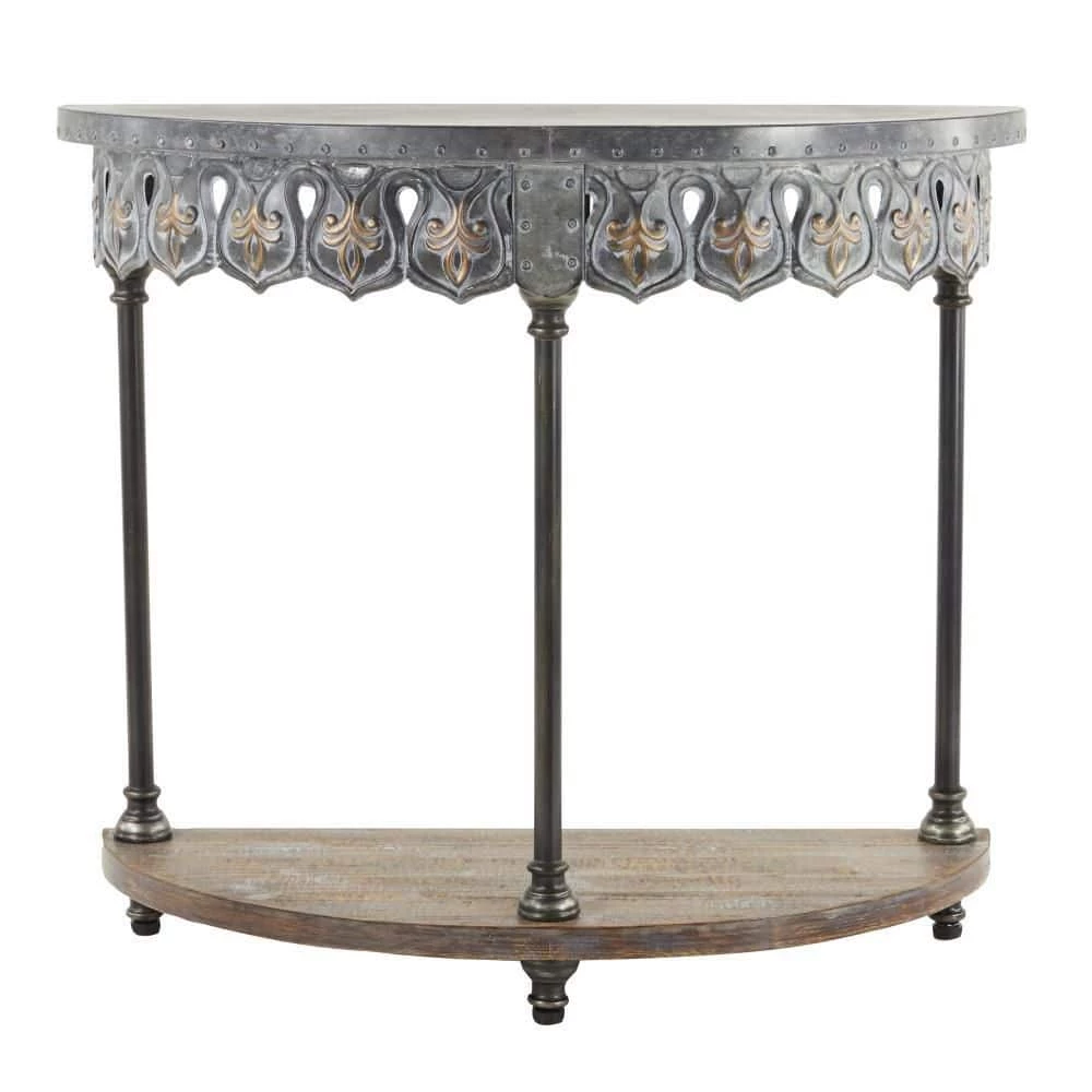 36 in. Gray Half Moon Metal Farmhouse Console Table by Litton Lane 3 36 in. Gray Half Moon Metal Farmhouse Console Table by Litton Lane