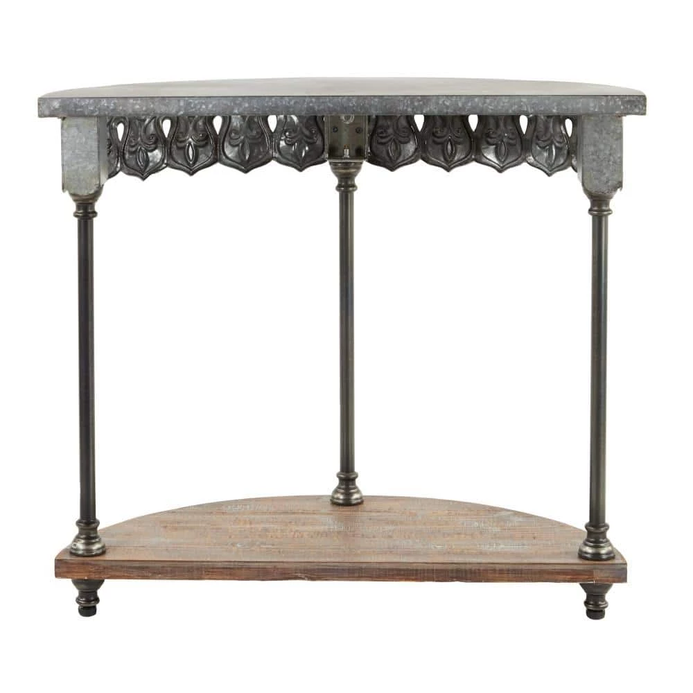 36 in. Gray Half Moon Metal Farmhouse Console Table by Litton Lane 6 36 in. Gray Half Moon Metal Farmhouse Console Table by Litton Lane - Image 4