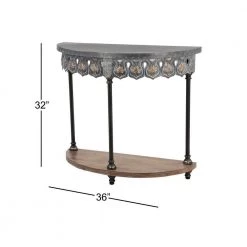 36 in. Gray Half Moon Metal Farmhouse Console Table by Litton Lane 14 36 in. Gray Half Moon Metal Farmhouse Console Table by Litton Lane -Outlet Litton Lane Store grey litton lane console tables 90035 c3 1000