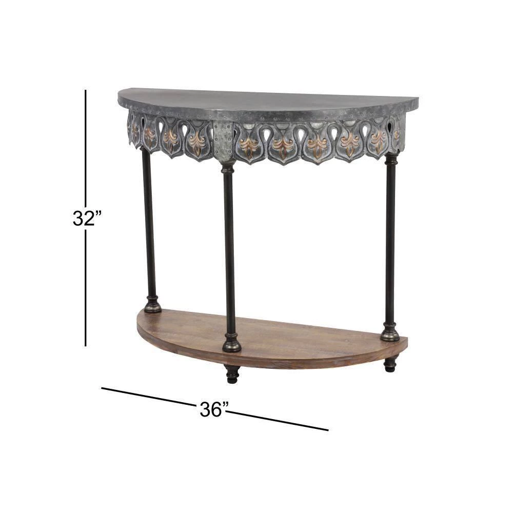 36 in. Gray Half Moon Metal Farmhouse Console Table by Litton Lane 7 36 in. Gray Half Moon Metal Farmhouse Console Table by Litton Lane - Image 5