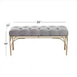 Grey Metal Glam Bench 39 in. x 17 in. x 19 in. by Litton Lane -Outlet Litton Lane Store grey litton lane dining benches 040654 76 1000