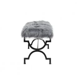 Grey Metal Contemporary Bench 20 In. x 17 In. x 42 In. by Litton Lane -Outlet Litton Lane Store grey litton lane dining benches 040901 1f 1000