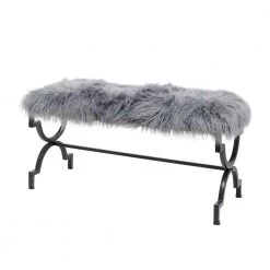 Grey Metal Contemporary Bench 20 In. x 17 In. x 42 In. by Litton Lane