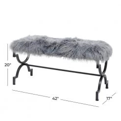 Grey Metal Contemporary Bench 20 In. x 17 In. x 42 In. by Litton Lane -Outlet Litton Lane Store grey litton lane dining benches 040901 c3 1000