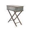 16 in. Gray Rectangle Metal End Table with Suitcase Style Top by Litton Lane -Outlet Litton Lane Store grey litton lane end side tables 22674 66 1000