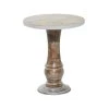 18 in. Gray Round Wood Handmade Distressed End Table with Wood Chip Inspired Tabletop by Litton Lane -Outlet Litton Lane Store grey litton lane end side tables 31889 64 1000
