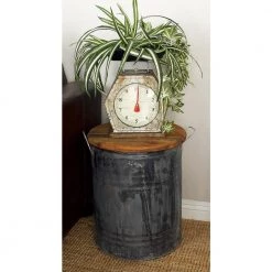 16 in. Gray Round Wood End Table with Brown Top by Litton Lane -Outlet Litton Lane Store grey litton lane end side tables 45259 31 1000