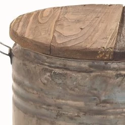 16 in. Gray Round Wood End Table with Brown Top by Litton Lane -Outlet Litton Lane Store grey litton lane end side tables 45259 77 1000