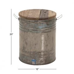 16 in. Gray Round Wood End Table with Brown Top by Litton Lane -Outlet Litton Lane Store grey litton lane end side tables 45259 c3 1000