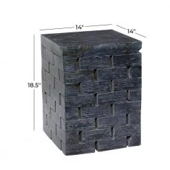 14 in. Gray Rectangle Teak Wood Mosaic Design End Table by Litton Lane -Outlet Litton Lane Store grey litton lane end side tables 71472 76 1000