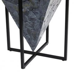 16 in. Gray Square Wood Mosaic Design End Table with Black Metal Stand by Litton Lane -Outlet Litton Lane Store grey litton lane end side tables 71484 1d 1000