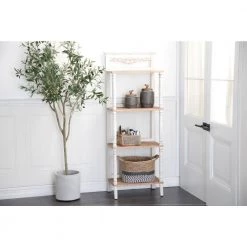 57 in. White Farmhouse Wood 4 Shelf Shelving Unit by Litton Lane -Outlet Litton Lane Store ivory white litton lane bookcases bookshelves 39735 31 1000