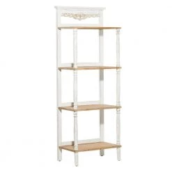 57 in. White Farmhouse Wood 4 Shelf Shelving Unit by Litton Lane