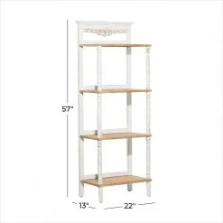 57 in. White Farmhouse Wood 4 Shelf Shelving Unit by Litton Lane -Outlet Litton Lane Store ivory white litton lane bookcases bookshelves 39735 c3 1000