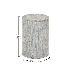 14 in. Light Blue Cylinder Wood Handmade End Table by Litton Lane -Outlet Litton Lane Store light blue litton lane end side tables 48983 40 1000