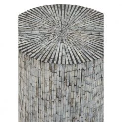 14 in. Light Blue Cylinder Wood Handmade End Table by Litton Lane -Outlet Litton Lane Store light blue litton lane end side tables 48983 4f 1000